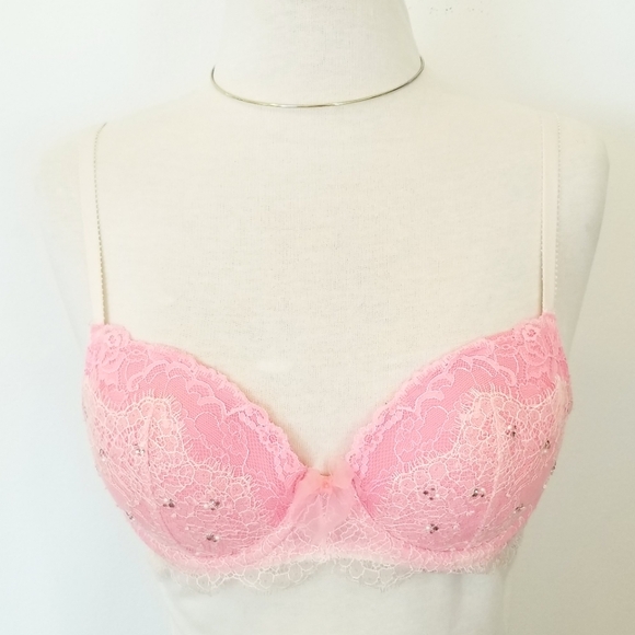 Victoria's Secret Vintage Dream Angels Rhinestone Crystal Lace up Lined Demi Bra - Picture 15 of 16